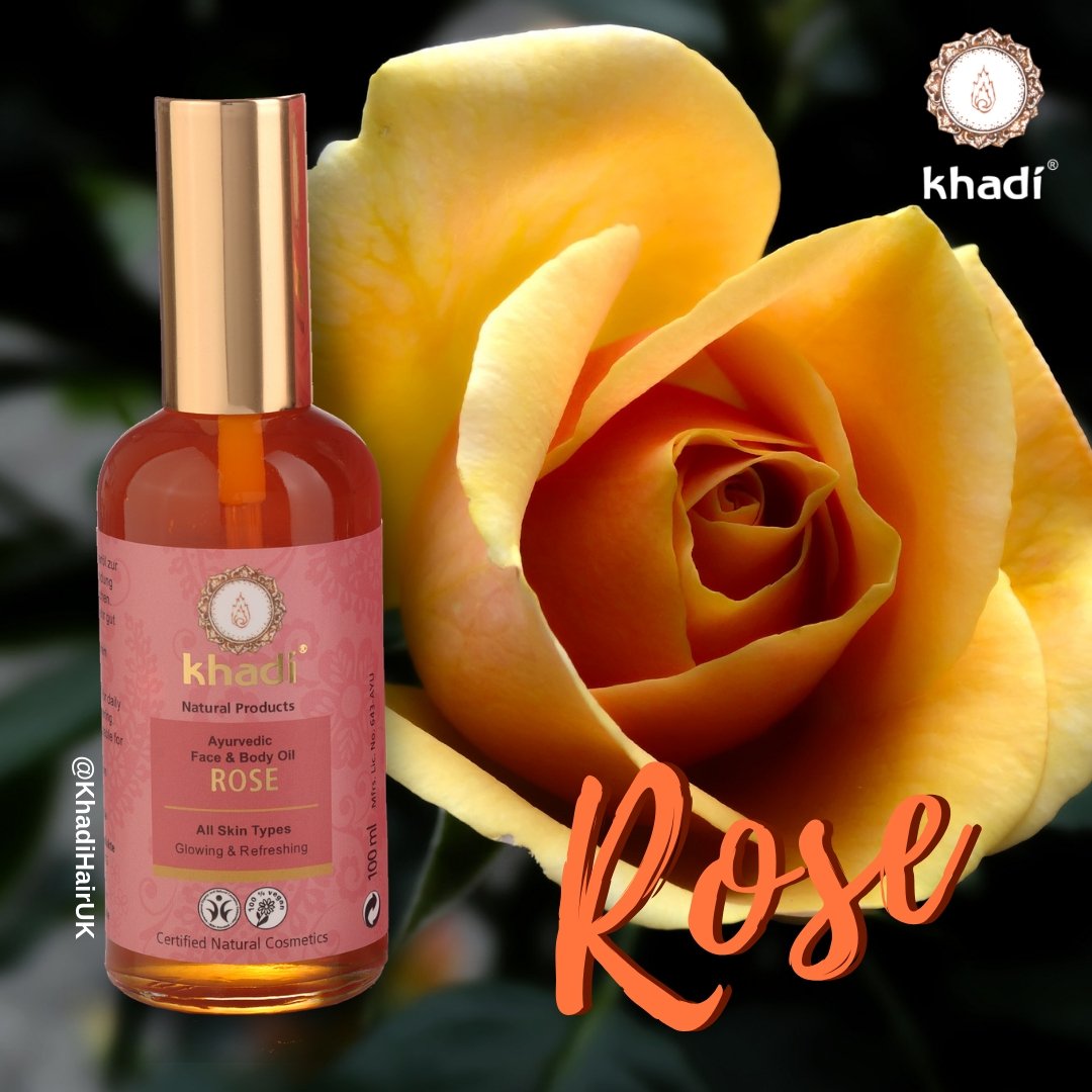 Care for all skin types with Khadi Ayurvedic Face and Body Oil Rose. 🌹
100% #vegan and packed with #natural ingredients:

Palmarosa oil - balance the hydration &amp; sebum levels
Jamrosa Oil - helps to smooth fine lines and wrinkles. 

#crueltyfree |#natural