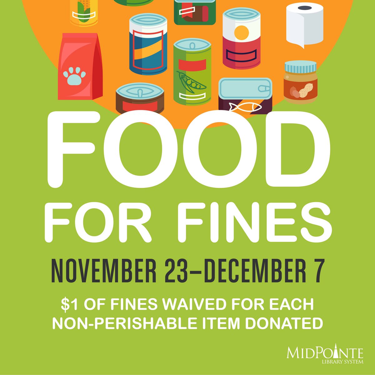 MidPointe's tweet photo. Food for Fines kicks off today! Find details here: https://t.co/R44rnyrgOd https://t.co/0ygiYwyoB8