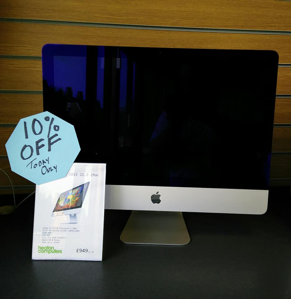 heatoncomputers's tweet image. TODAY ONLY! 10% OFF! REFURBISHED iMACS AND THINKPADS!

#blackfriday #deals #imac #apple #lenovo #thinkpad #heatons #heatonmoor #sale #computers #laptop #refurbished #repairs