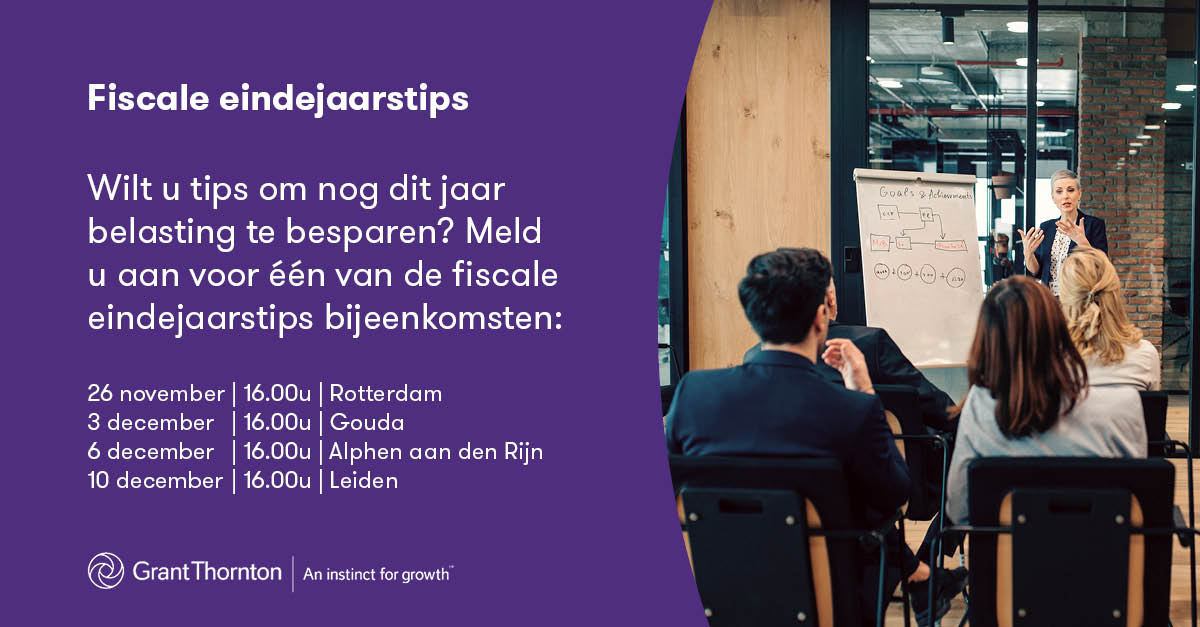 Ontvang tijdens onze fiscale #eindejaarstips bijeenkomsten tips om nog dit jaar #belasting te besparen en u voor te bereiden op 2019. Meld u vandaag nog aan. bit.ly/2QEWtGz
