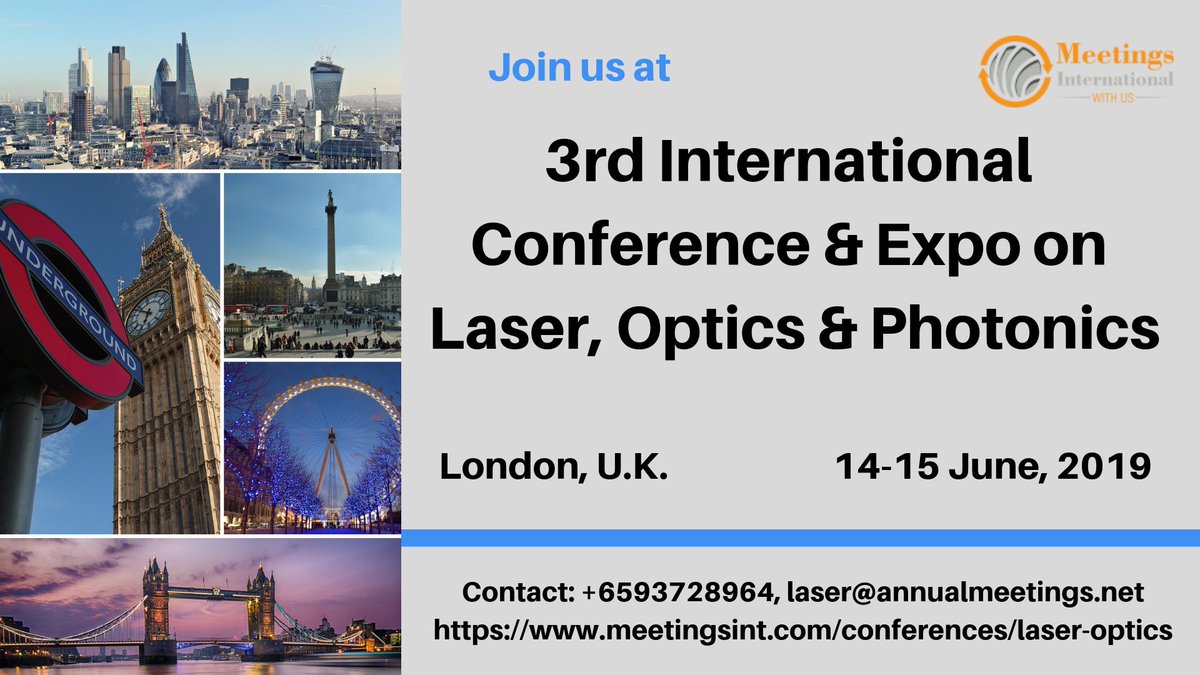 #Laser & #Optics 2019 conference is one of the most important gatherings for providing #leadership within the #industry. The aim of #Laser & #Optics 2019 is to gather world's #researchers, #scientists, #professionals, #academicscientists, #industryresearchers, #scholars