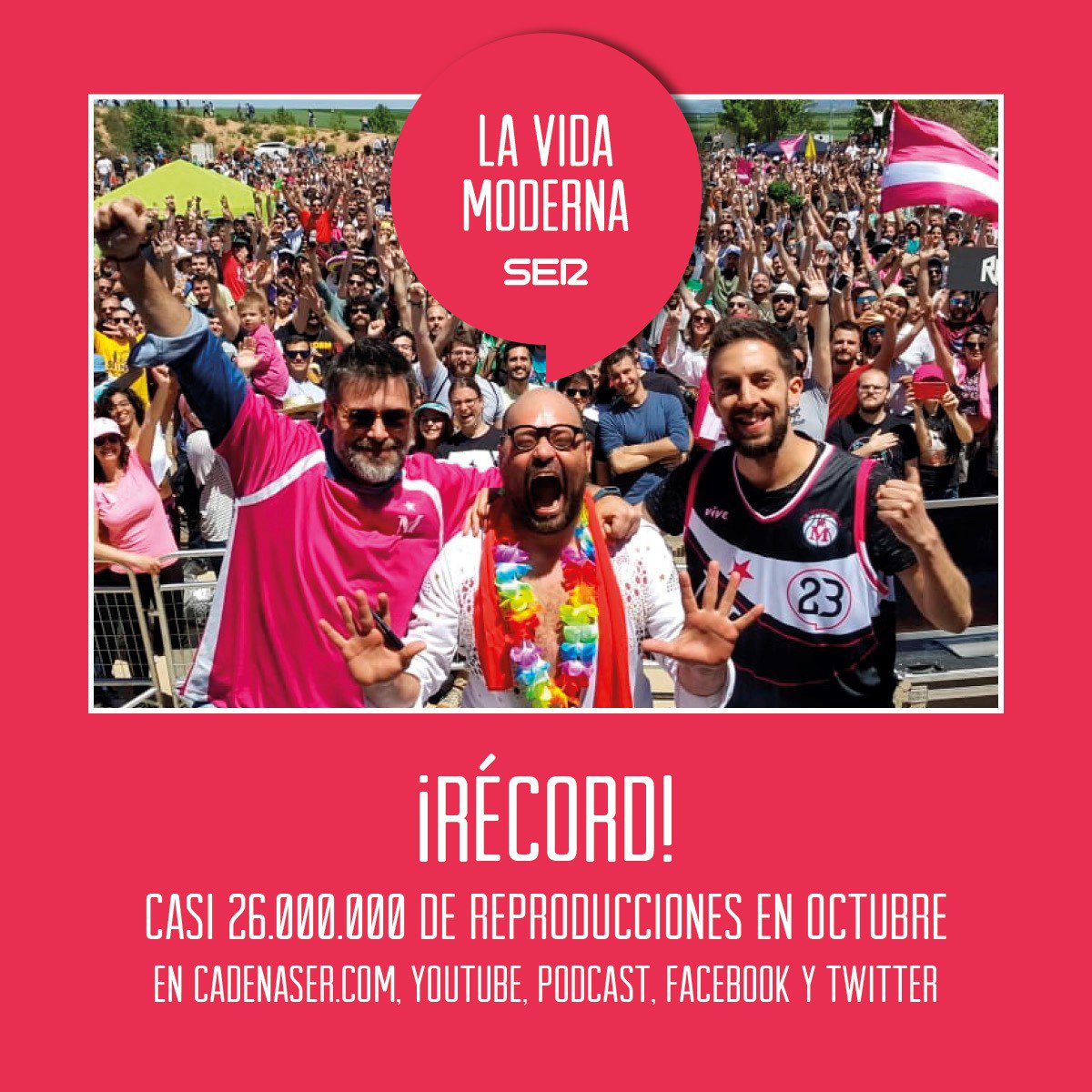 La_SER's tweet photo. ¡#Spontiak! @VidaModernaOML pulveriza todos los récords de reproducciones en octubre: casi 2⃣6⃣.0⃣0⃣0⃣.0⃣0⃣0⃣¡@davidbroncano @IgnatiusFarray @_Queque_ sois 🔝!
https://t.co/9fqd6IZFCZ https://t.co/5wgP7rWIAA