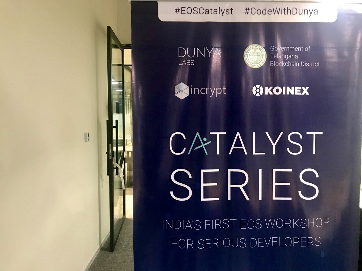 DunyaLabs's tweet image. Getting ready the night before #EOSCatalyst #CodeWithDunya @koinexindia @nitinsharma1 @sumshetty @MinIT_Telangana Registration opens at 9:30AM tomorrow- SEE YOU at the first #EOS Hackathon in India @1GraceGuo @_duxfemina_ @SrikarVaradaraj