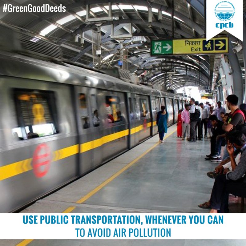 CPCB_OFFICIAL's tweet photo. Use of public transportation reduces energy of consumption and harmful gas emissions that damage the environment as compared to private vehicles. #GreenGoodDeed https://t.co/uan4GQbxXM
