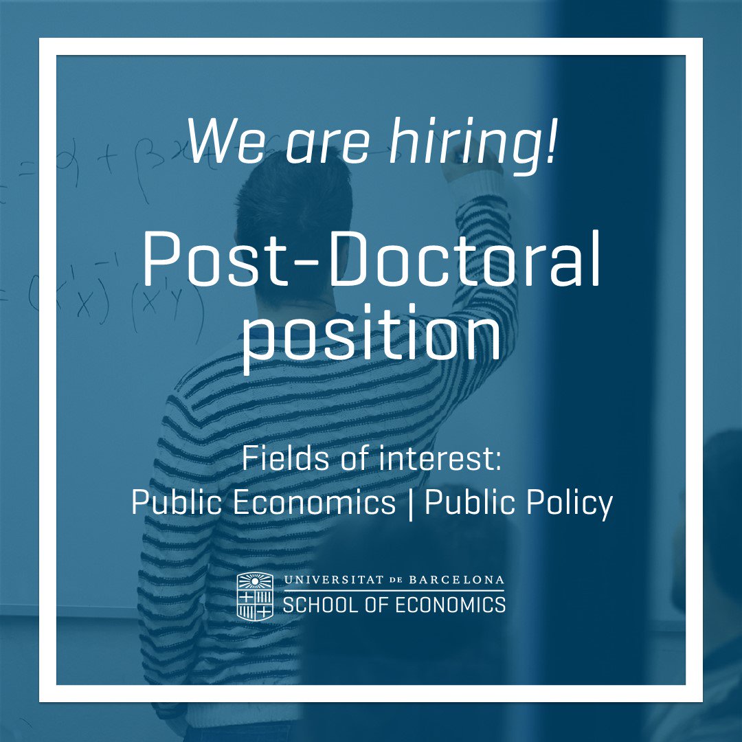 ⚠️ We're hiring (1/2)! 💼🎓 Post-Doctoral position at the Department of #Econometrics #Statistics and #AppliedEconomics. Specific fields of interest: #PublicEconomics #PublicPolicy. Apply here 👉🏾 econjobmarket.org/positions/5560 #phdjobs #postdocjobs #academicjobs #econjobmarket