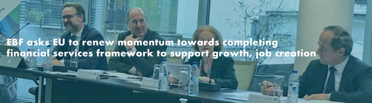 EBFeu's tweet image. European Banking Federation Board meets in Brussels: 
EBF asks EU to renew momentum towards completing financial services framework to support growth, jobs 

#BankingUnion #CMU #Basel4 #SustainableFinance #SusFinEU #Trust #MREL #Brexit #BrexitFS

ebf.eu/ebf-media-cent…