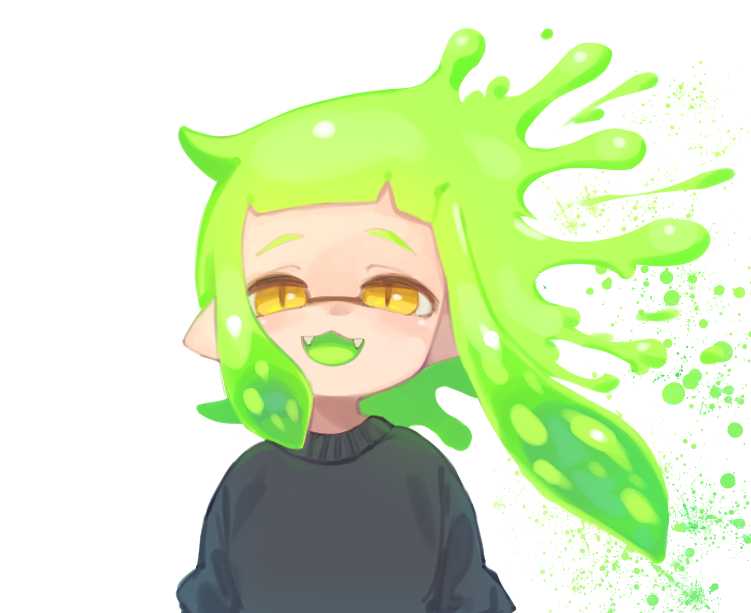 インクリング ,イカガール(スプラトゥーン) 「黄緑色 」|かぁちゃんのイラスト