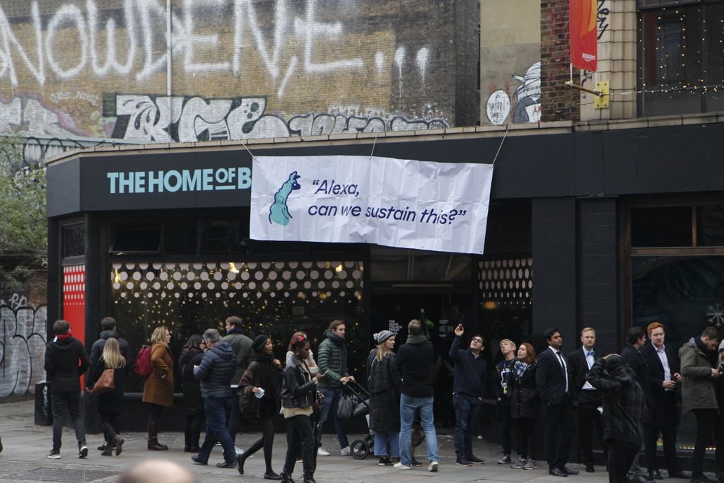 We stand against consumerism. Here’s our message to <a href="/amazon/">Amazon</a> at their Home of Black Friday pop up in London. Learn more here buff.ly/2FEVrJL #blackfriday #canwesustainthis