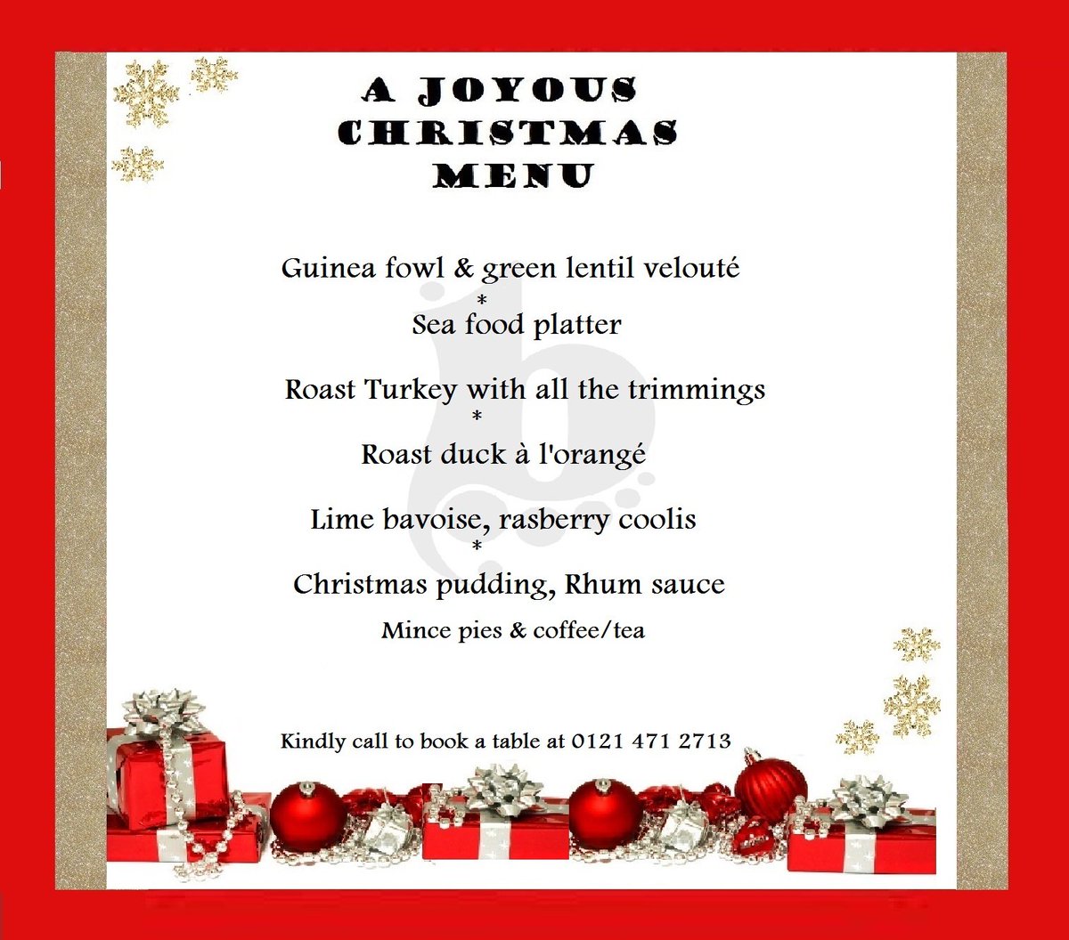 Have you booked your table for an amazing Christmas day family meal? Call Bohemia on 0121 471 2713 and make a reservation today :-)