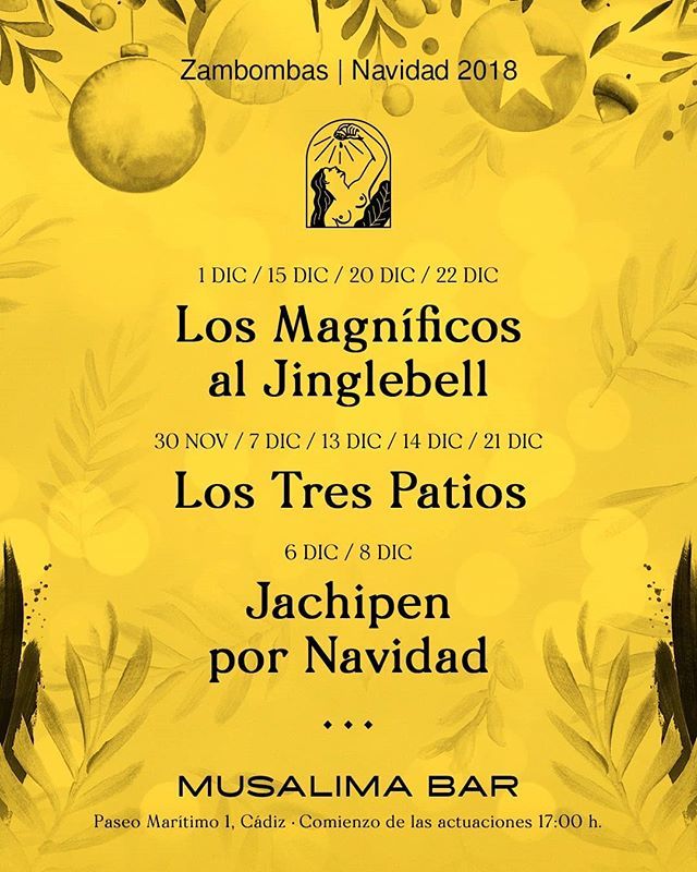 MusalimaCadiz's tweet photo. Diciembre nos abraza, con reencuentros, regresos, idas y venidas. Disfruta de la calidez de estas reuniones que tanto llevas esperando con nosotros , acógete en nuestro clima particular y dusfruta de nuestras actuaciones y jolgorios navideños! ──… https://t.co/vOE9ybgJNx https://t.co/PlfLgxyaxC