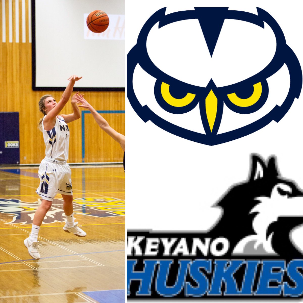 OoksWBBall's tweet photo. Game Day! The @naitooks play host to the visiting @keyanohuskies in @ACAC_Sport regular season action to close out the first half of the year! Come out and support your @NAIT basketball teams with tip-off at 6pm #acacwbb https://t.co/qitSSUewoD