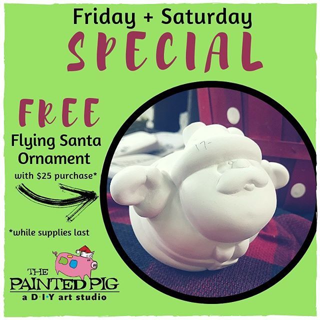 ThePaintedPig's tweet photo. We will be open today 11-5, Saturday 10-6, and Sunday 12-6. Come see us! 🎄🎄🎄 https://t.co/ZDciq6gYGW https://t.co/z4cA7L1ezK
