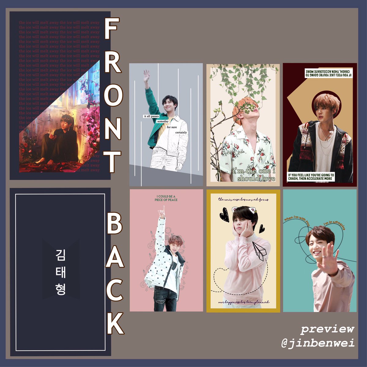 jinbenwei's tweet photo. [please help rt! thank you (*¯︶¯*)]
#LOVEYOURSELFinSG fansupport 

hi!! this is my first fs so i’m a little scared but i’m going ahead with it anyway uwu 
- rt + follow 
- dm if you have any questions/want to reserve or trade! 
- all details below https://t.co/8ETBgyhP9x