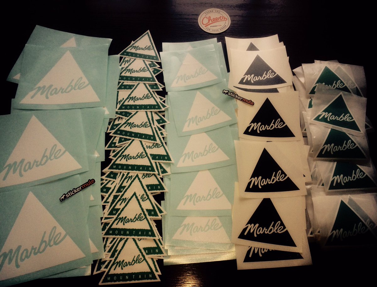 We received our first shipment of Marble Mountain stickers today from @StickerMule! Small stickers are $5 each or grab a large and a small for $20 taxes included. Stickers can be purchased at the administration desk. 

These sharp stickers will look great on your gear this winter
