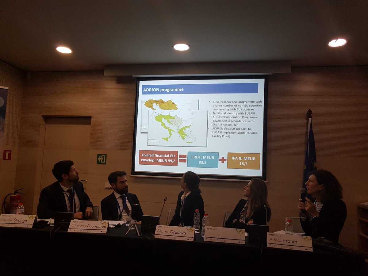 BlueGrowthCom's tweet photo. #BlueGrowth conference last session:
Promoting and creating synergies in the Mediterranean:
👉Núria Bedós from @PanoraMed project
👉Adela Franja from Adrion Interred Programme
"Next call will focused on innovation and transport" https://t.co/Z3vmED7U0z