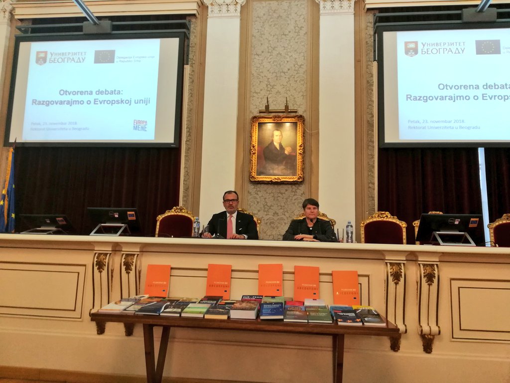 eusrbija's tweet photo. ⌛Sada je vreme za pitanja studenata 🎓 ! Otvorena debata: Razgovarajmo o Evropskoj uniji može da počne!
#EvropaZaMene #EU2me https://t.co/HDu72NlWeM