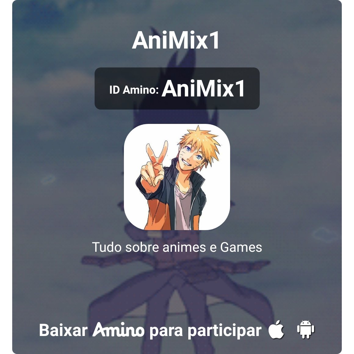 Aqui está um convite para o meu Amino - AniMix1:

aminoapps.com/c/AniMix1
