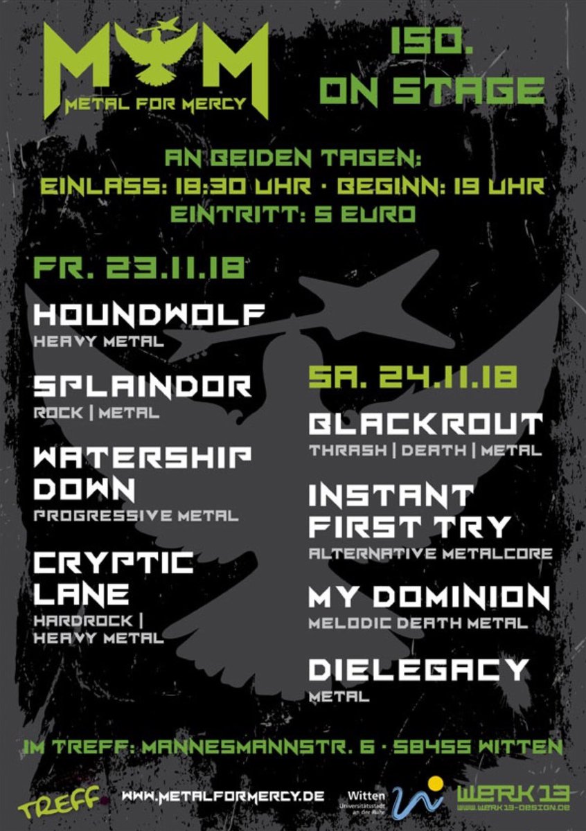 HOUNDWOLF_METAL's tweet photo. Last call for those about to rock:
Tonight we pulverize our hometown by three piece metal insanity:
#MetalForMercy #BlackFriday #MetalMusic #concerts #houndwolf https://t.co/ZHllE2WV9l