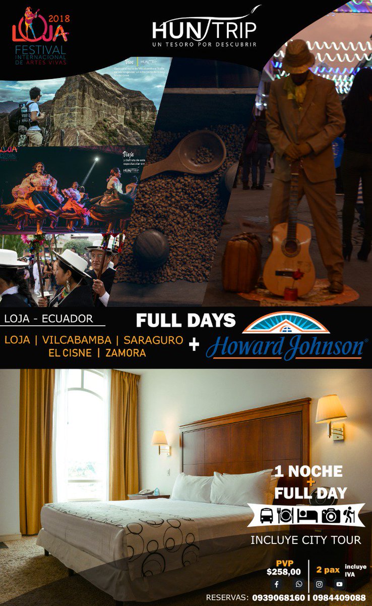hunttrip's tweet photo. Disfruta de la cultura, el arte y paisajes naturales en el @FestivalDeLoja, descubre los 4 mundos al sur y se parte de la experiencia @hunttrip #UnTesoroPorDescubrir @TurismoEc  
VIVE 
AMA 
VIAJA https://t.co/TM8RMQNGlA