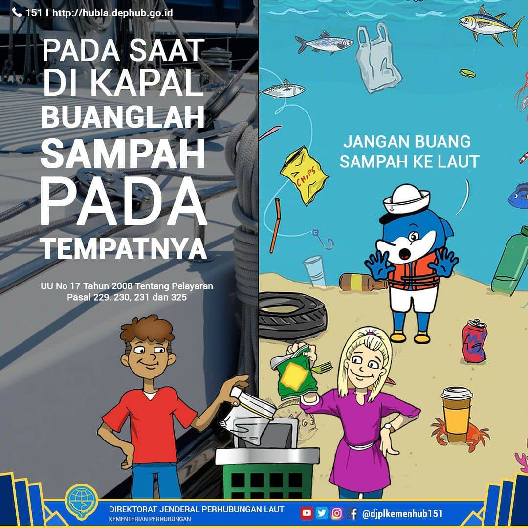 djpl_uppsingkil's tweet photo. #Kawanlaut,  Ayo, lindungi lingkungan laut dgn tdk Buang Sampah Ke Laut!
Bagi yg melakukan akan terkena sanksi sebagaimana diatur dlm Pasal 325 Undang-Undang No.17 Tahun 2008 Tentang Pelayaran dpt dipidana penjara paling lama 2 tahun &amp; denda paling banyak Rp. 300.000.000,00. https://t.co/4qD5YrI8UT