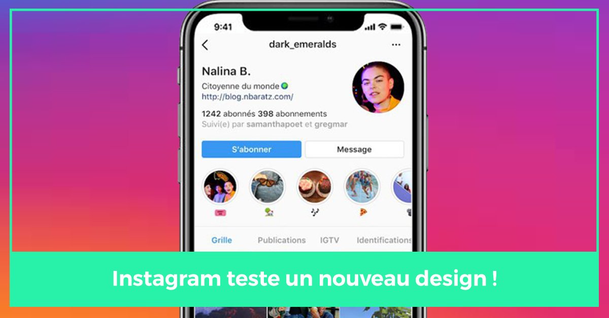 KeepConnectedFr's tweet photo. [Veille] Les utilisateurs d’Instagram découvriront bientôt le nouveau design des profils utilisateurs, amélioré pour rendre la navigation plus intuitive.

https://t.co/ePoiXxDMGY

#Instagram #Design https://t.co/8CCbFxwAgJ