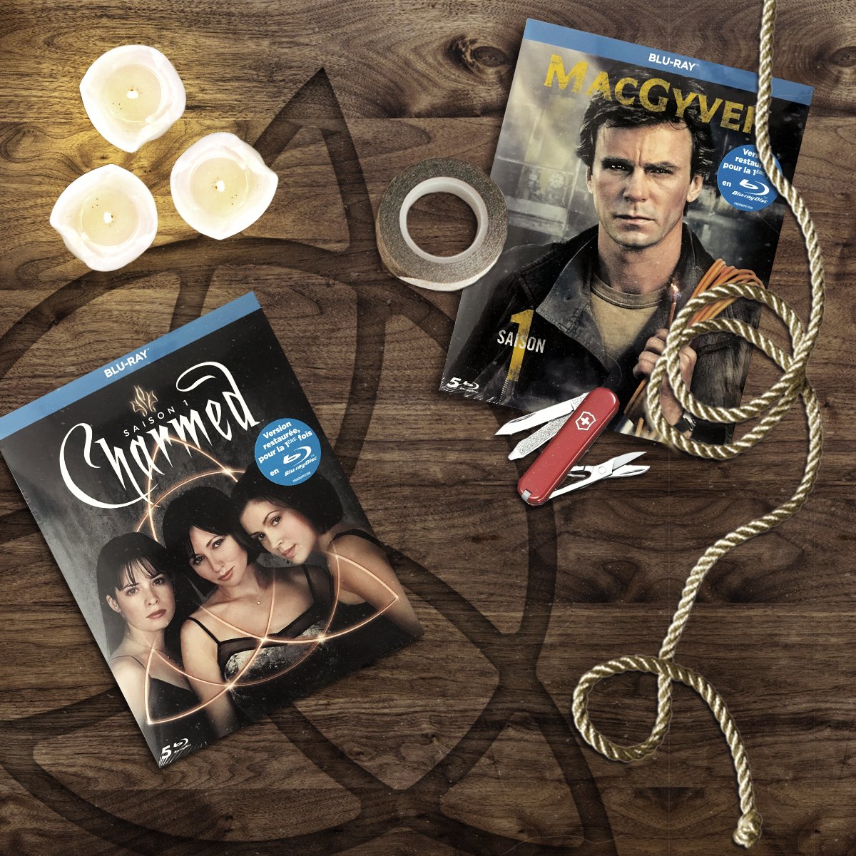 UniversalSerie's tweet photo. En cas de coup dur, vous êtes plutôt #TeamCharmed ou #TeamMacGyver ? ✨🔧 Dites-le nous en commentaire pour tenter de gagner la saison 1 de ces deux séries, totalement restaurées en Blu-ray™ pour une qualité d’image et son à couper le souffle 💿 https://t.co/8q7zF3Qr6H