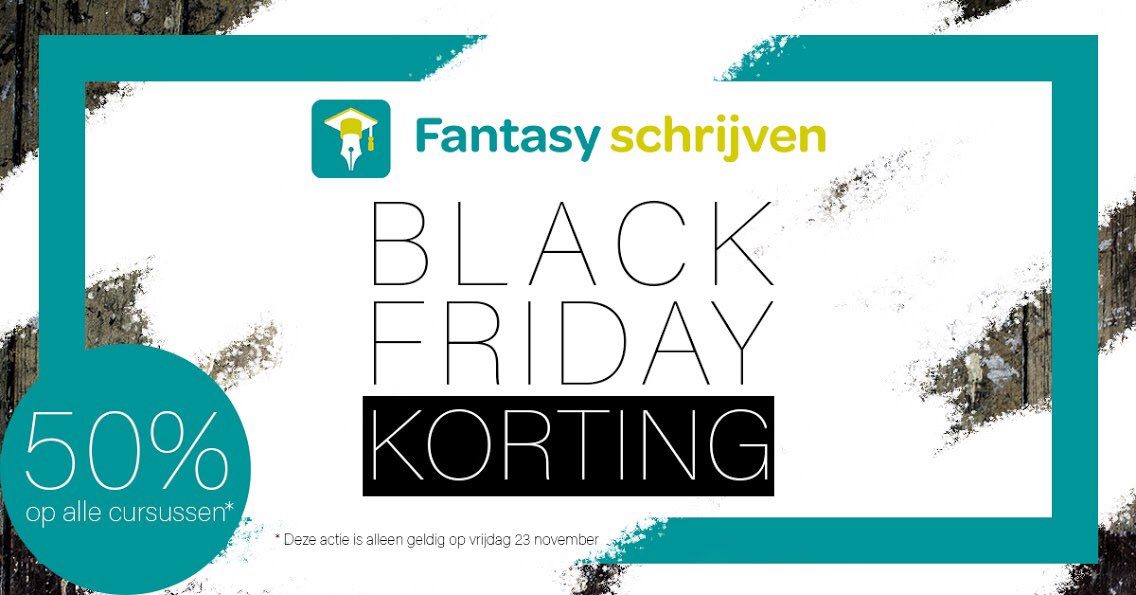Alleen vandaag geven we 50% korting op al onze online cursussen! Van basiscursus tot het inleveren van je manuscript, met ons aanbod krijg je alle handvatten om jezelf verder te ontwikkelen als schrijver. Grijp je kans! fantasy-schrijven.nl/cursussen