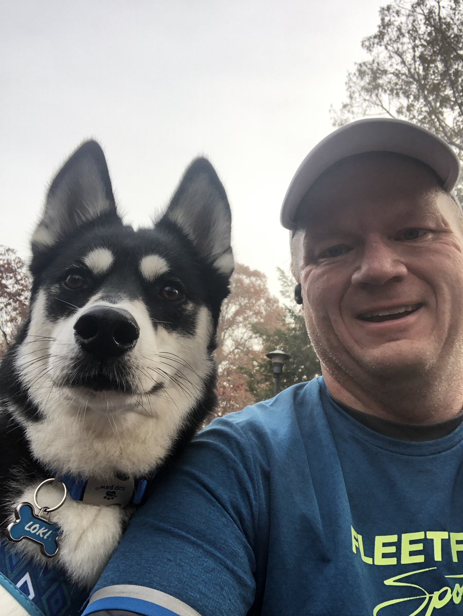 Run Streak Day 413: My running buddy for the day...Loki!  We won’t tell Percy and Jasper about this.  Loki did well for his first run averaging a 9:49 pace with almost 400 feet of elevation gain for a 5K.  #RunStreak #TeamFleetFeet #RunChat <a href="/FleetFeetCLE/">Fleet Feet Cleveland</a>