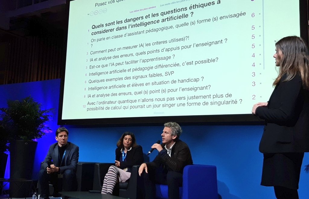 Educpros's tweet photo. Danger et éthique à considérer dans l' #IA ?
@babgi : "on n'est qu'à 3% du potentiel de ces technologies. Arrêtons de mettre la peut avant l'innovation. La peur la jamais créé de solution"
#confEP #EducatecTice https://t.co/ER0U63wJ8I