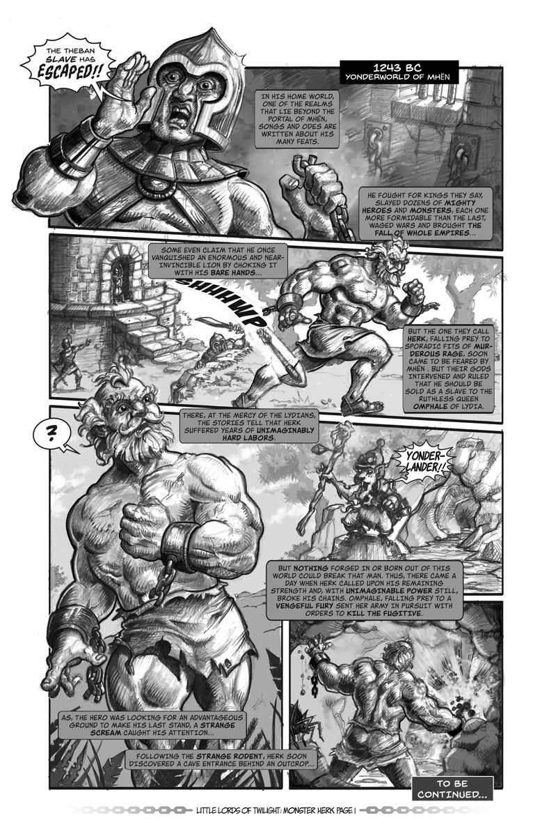 LLoTGame's tweet image. 1243 BC, Yonderworld of Mhën: a legendary hero is about to stumble upon one of the mystical roads that lead to Zikverländ.

Introducing Little Lords of Twilight&apos;s Monster Herk comic page #1!

To be continued... #LLoTGame #PvP #CardGame #comic
