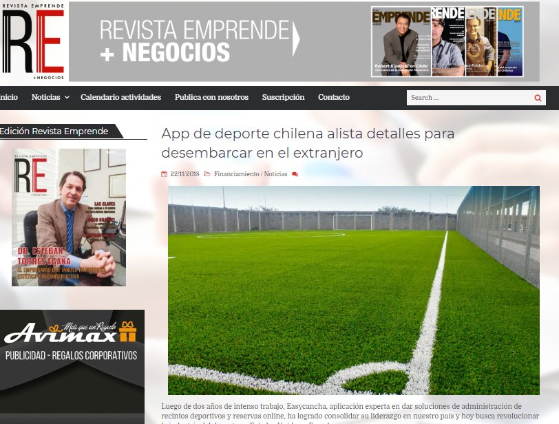 La atenta prensa sigue nuestros pasos y revelan nuestros próximos planes!!!
¿Quieres conocerlos? Aquí te dejamos el link!!!! <a href="/easycancha_com/">easycancha</a> 
revistaemprende.cl/app-de-deporte…