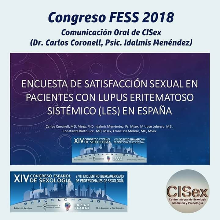 CISexbcn's tweet photo. El equipo de CISex formado por el Doctor Carlos Coronell y la Psicóloga Idalmis Menendez, presentarán dentro de una semana, en el Congreso de la Federación Española de Sociedades de Sexología, los resultados del estudio "Encuesta sobre Satisfacción Sexual en Pacientes con Lupus https://t.co/7UMm5DLzwf