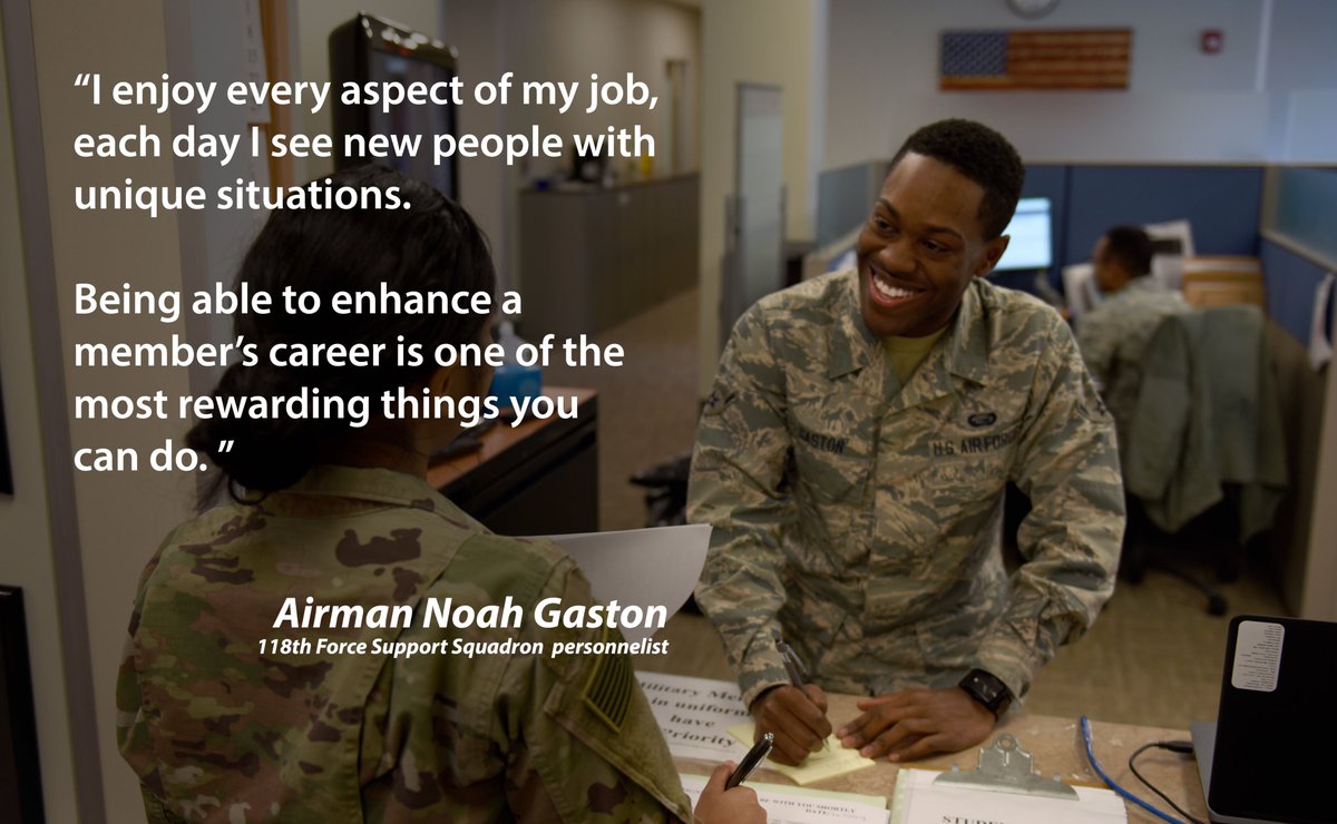 118thWing's tweet photo. @118thWing has many Airmen who perform incredibly at their jobs. Meet Airman Noah Gaston, in our new Airman Spotlight series. Gaston is a high performer at the 118th FSS, serving over 1700 DEERS customers and processing over 175 promotions in FY18. #TeamBerryField #FlyFightWin https://t.co/EC2Dpir5a6
