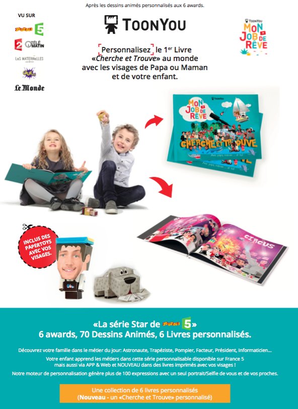#VendrediLecture Le 1er livre « Où est Charlie » personnalisé au monde <a href="/ToonYouTV/">ToonYou - MyDreamJob</a> Votre visage et celui de l’enfant dans un livre unique avec vos dessins animés toonyou.com/fr/my-book Tiré de «Mon Job de Rêve», l'une des série les plus vues sur @France5tv #MediasEnSeine