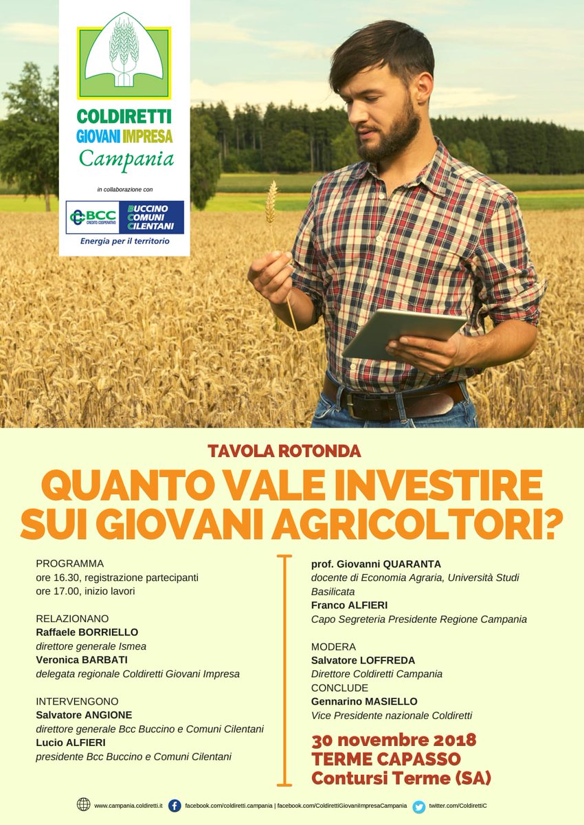bccmagnagrecia's tweet photo. Quanto vale investire sui #giovani #agricoltori?

Ne discuteranno il nostro Direttore Salvatore Angione e Presidente Alfieri alla tavola rotonda di #Coldiretti Giovani Impresa Campania il 30 novembre 

Qui trovate tutto il programma 👇
Vi aspettiamo!

#energiaperilterritorio https://t.co/n4WyuBvcvm