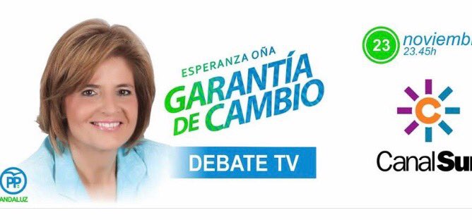 esperanzaona's tweet photo. Hoy tengo debate en Canal Sur a las 23,45h. Sè que es un poco tarde, pero es así. Por si os apetece seguirlo. ⁦@JuanMa_Moreno⁩ ⁦@eliasbendodo⁩ ⁦@Navarro_PP⁩ @ https://t.co/wGIsgKiFSm