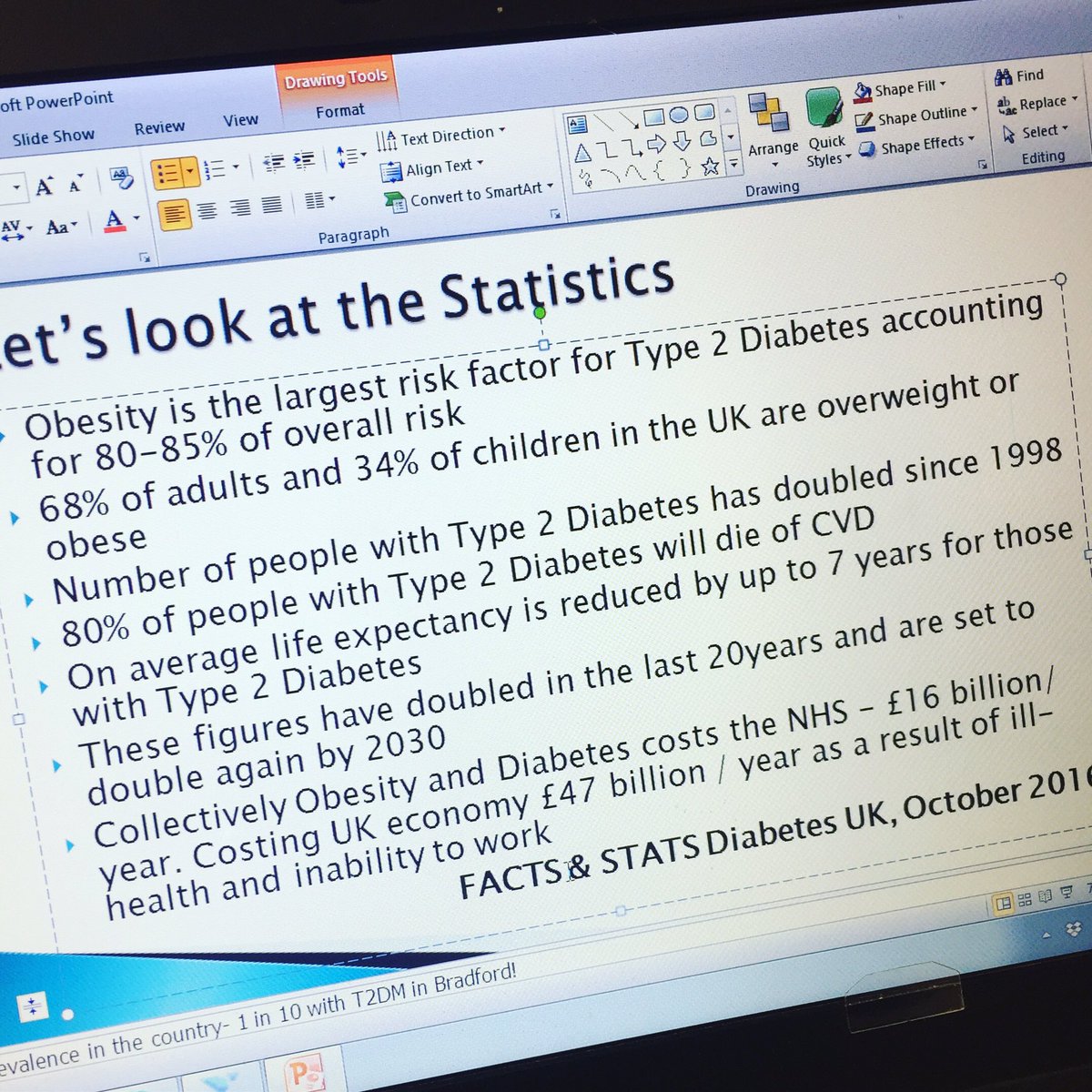 BarnsleyAHPs's tweet photo. Our Diabetes Dietitian is giving a talk to colleagues about the dietary management of Type 2 Diabetes. The stats are eye watering but Type 2 Diabetes be prevented with the correct diet and lifestyle advice! #DiabetesAwareness #type2diabetes #XPERTHealth #allofusinmind https://t.co/5GhBftypjm