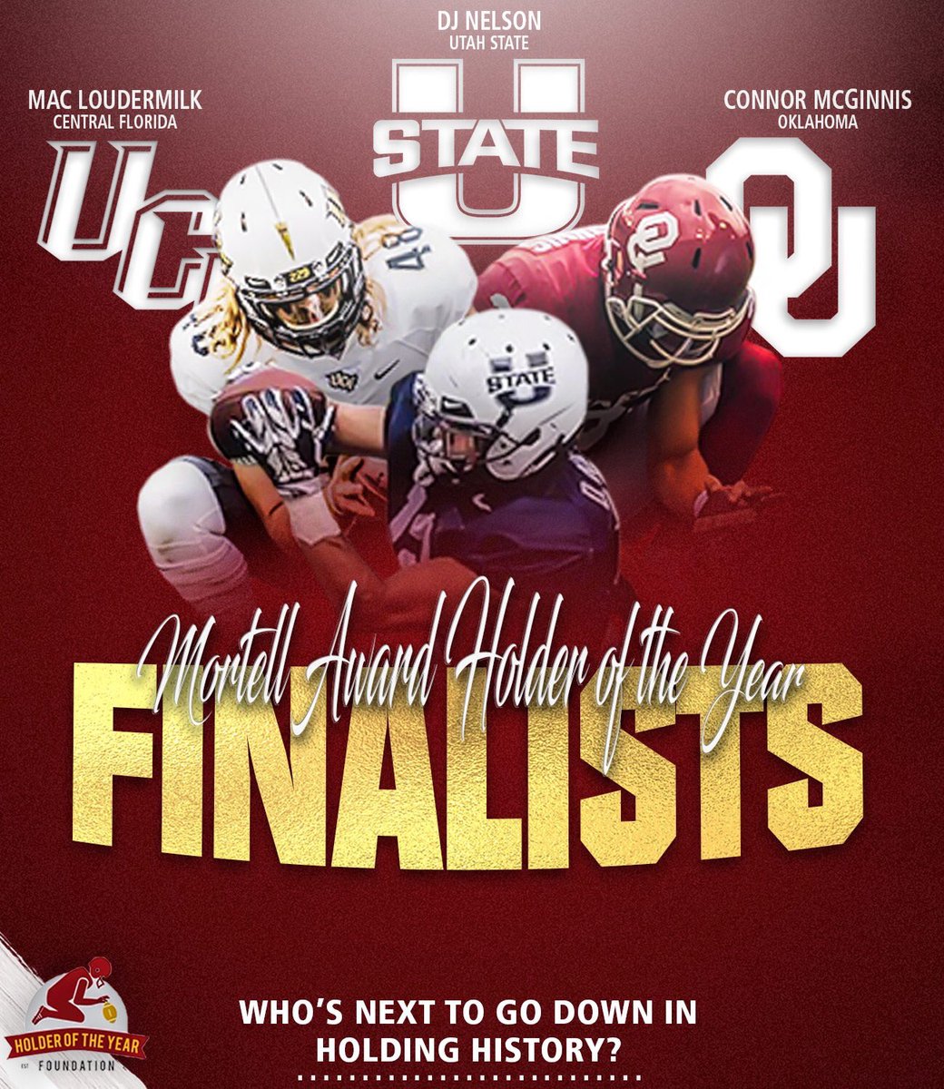 MortellAward's tweet photo. βThese athletes combined for 245 holding attempts this year. 235 times, their teams left with points. Thatβs not a conincidence, thatβs consistency.β
You may see some familiar faces in this yearβs @MortellAward finalists.
Congratulations to the Top 3 holders in the NCAA #HOTY https://t.co/LnsTbSE4Ls
