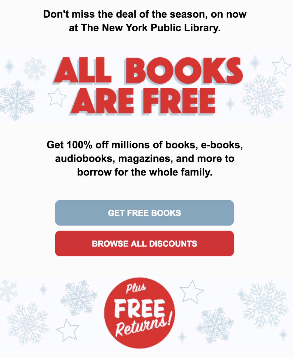 New York Public Library <a href="/nypl/">NY Public Library</a> wins the Black Friday email game.