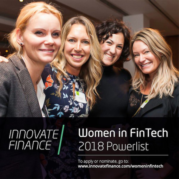 InnFin's tweet photo. Are you a hidden gem in the FinTech Space? Submit your profile for the 2018 Women in #FinTech Powerlist #Powerlist2018: https://t.co/P2EkNb7Aa5 https://t.co/FV2RM2Kq3i