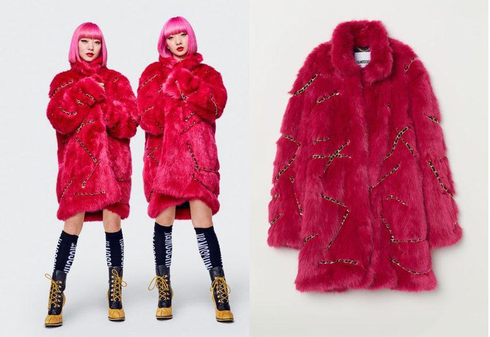 moschino pink fur coat