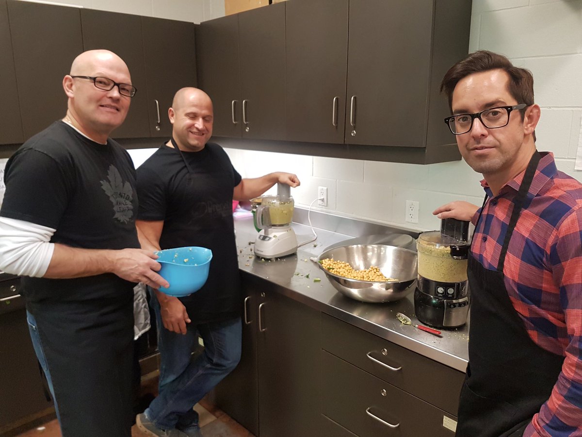 A big shout out to these three #dogooders from <a href="/purduepharma/">Purdue Pharma L.P.</a> for supporting South London Neighborhood Resource Centre Friday Lunch in support of <a href="/unitedwayemca/">United Way Elgin Middlesex</a> ! Showing their #locallove one falafel at a time!