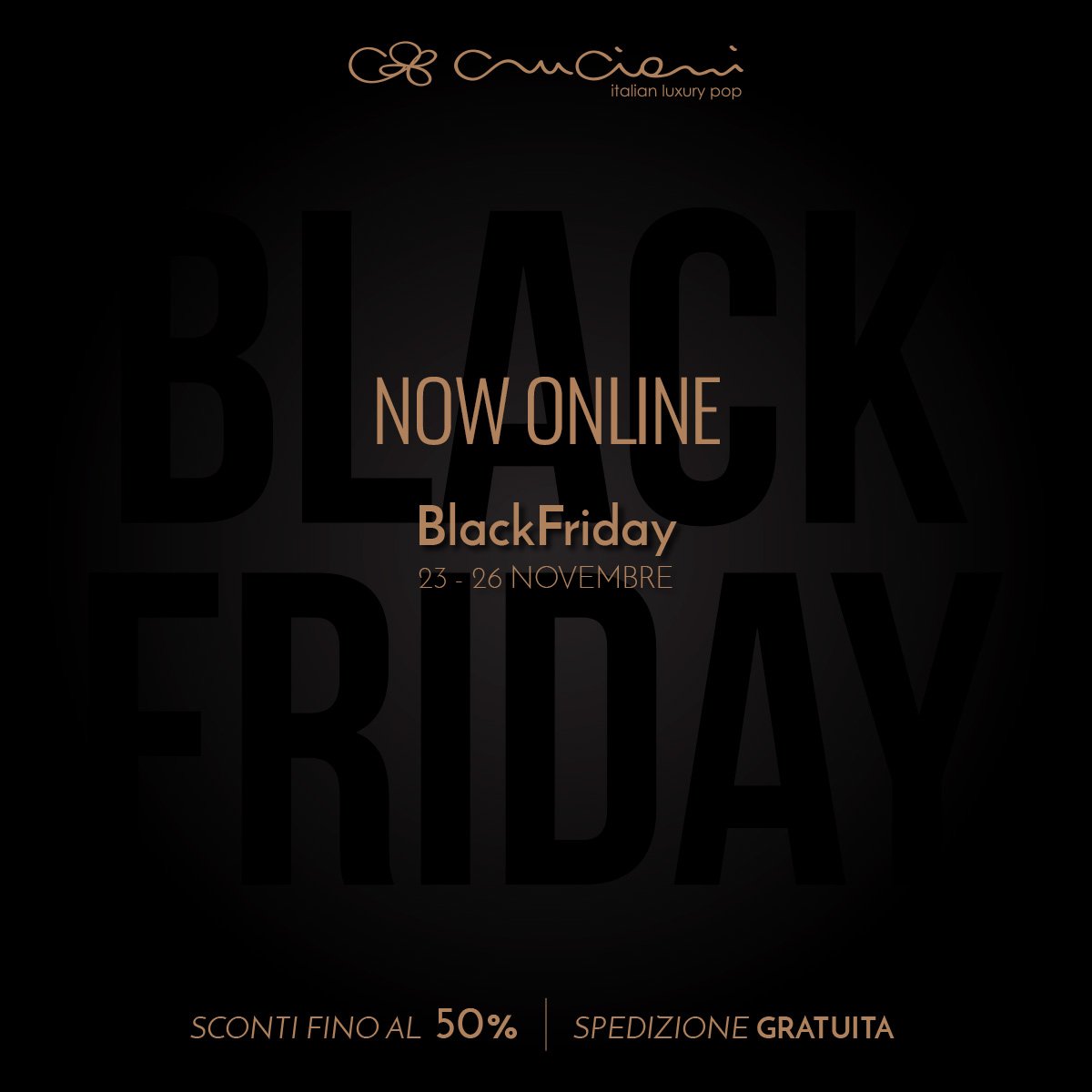 🖤🖤L'attesa è finita! è iniziato il #BlackFriday2018 #cruciani con tantissime offerte fino a 50% di sconto con la spedizione OMAGGIO. Da scoprire qui 👉👉  bit.ly/BlackFridayCru…