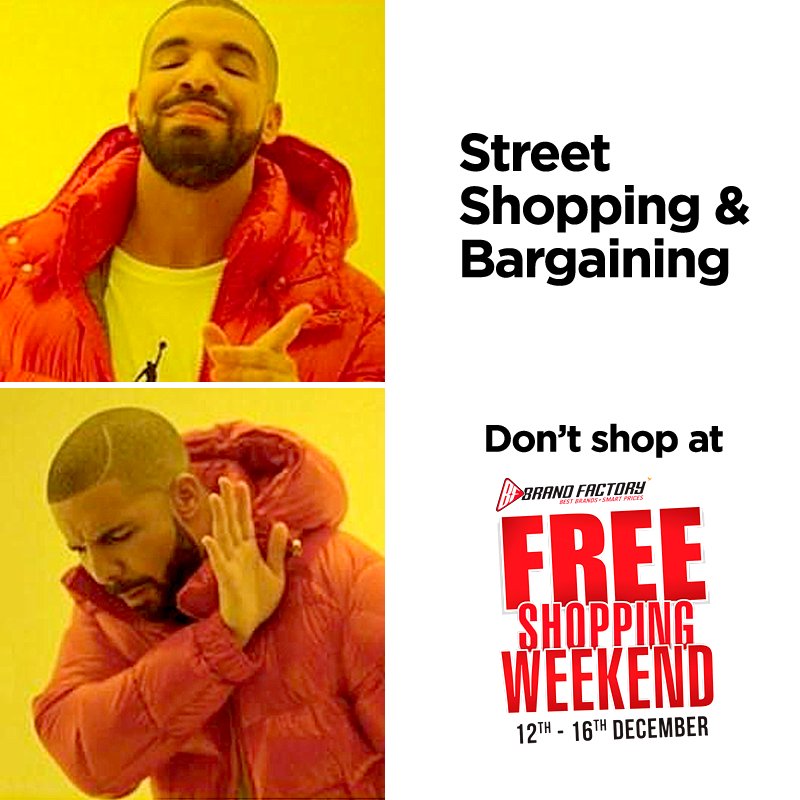 BrandFactoryIND's tweet photo. If street shopping &amp; bargaining is your thing, #DontShopAtFSW! 
#FreeShoppingWeekend https://t.co/ko7jtY3b2M