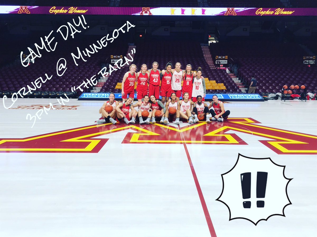 CornellWBB's tweet photo. GAME DAY!!! We take on the Golden Gophers today in Williams Arena!!! Here we go, RED!!! #GameDay #feastweek #lgr #cornellhoops https://t.co/OxJ38Rl57Z