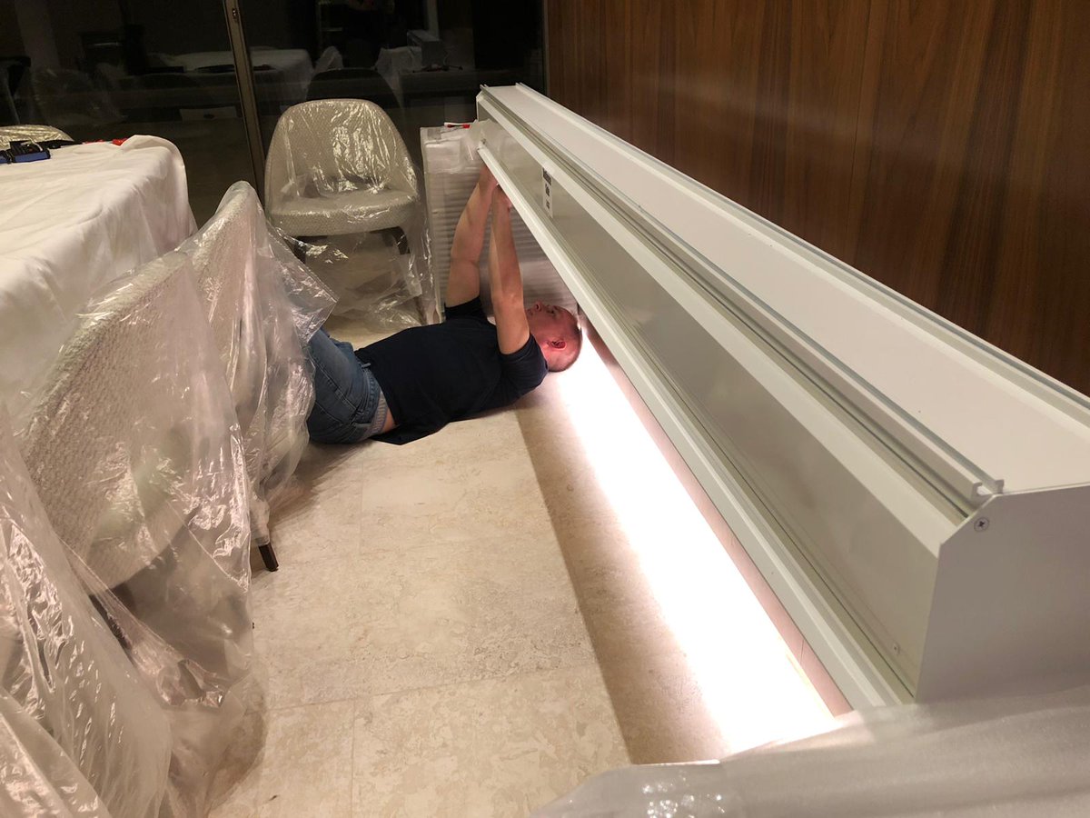 GrahamsHiFi's tweet photo. Our Ops Director, Will, preparing to remove a @Vutec roller from its case before it is installed in the bbq area. #vutec #av #custominstall #audiovisual #avtweeps #hometech #homeautomation https://t.co/gWhPsyHjTy
