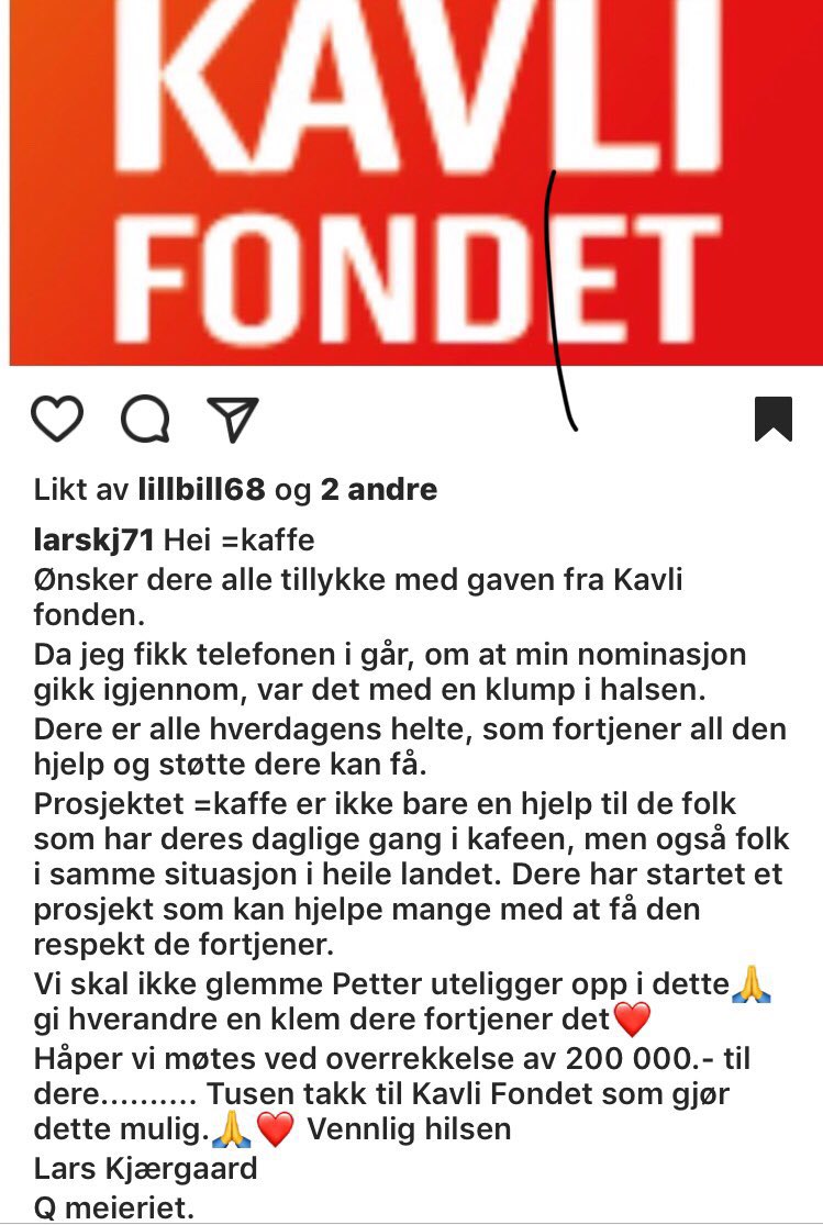 Larskjrgaard3's tweet photo. Q/Kavli fondet for gode formål#=kaffe# https://t.co/c9yFgKA5M4