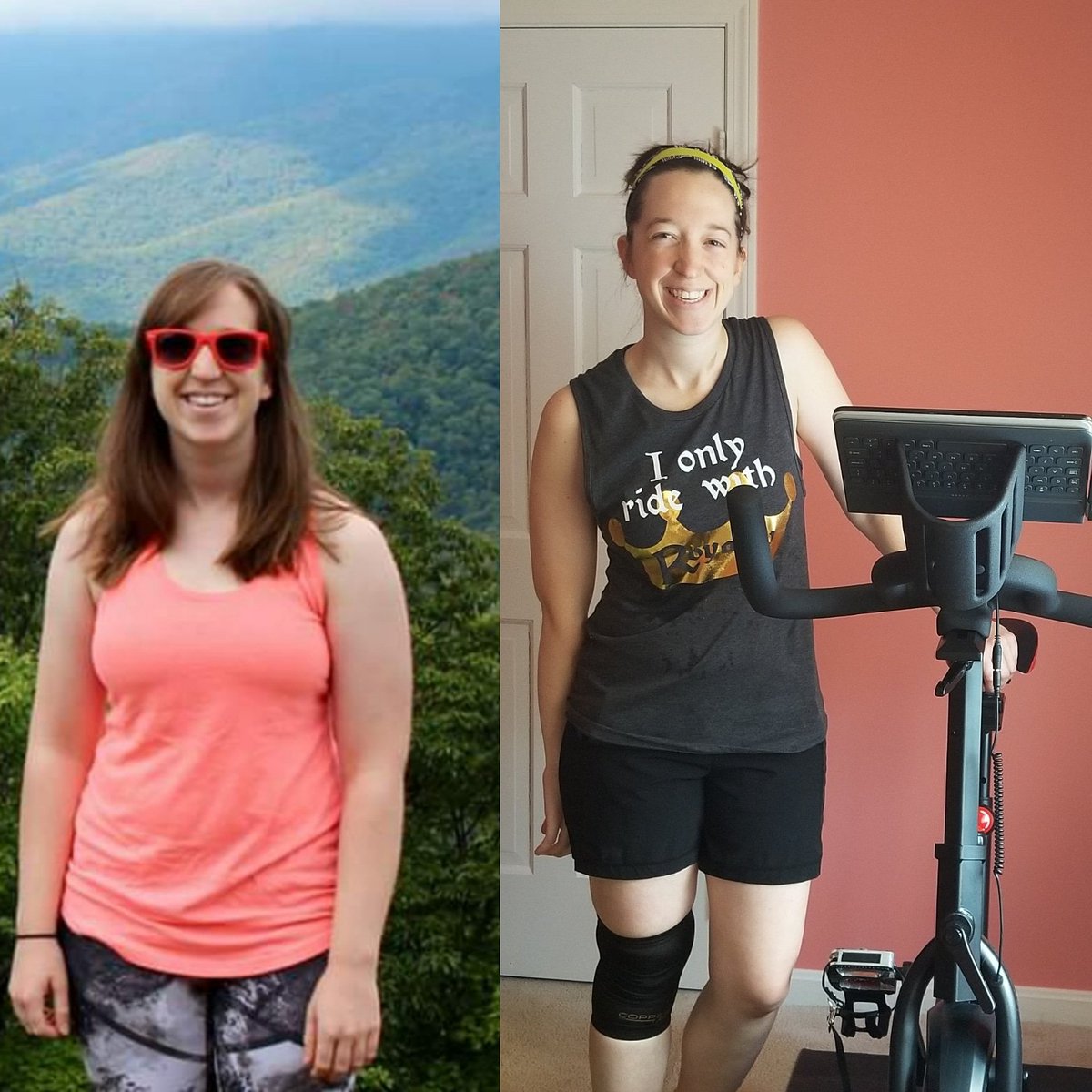 I can't express how #thankful I am without recognizing how far I've come. left: before biking vs. right: 2 years later after the #TurkeyBurn Ride! like @robinnyc always says, it is a privilege to be able to do this, and I count my blessings every day. 30 lbs down. @onepeloton