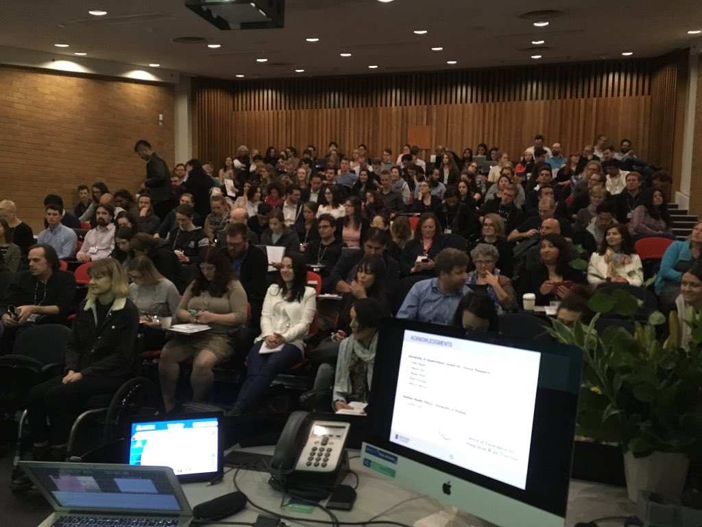 CAIN_Lab's tweet photo. Wow! Amazing full house for our @EMCRBrainAu @BrainAllianceAu symposia yesterday at #ACNS2018 with Hannah @jess_nithi @sharath_sriram @IBM @NeuroethicsAU @deborahapthorp! Thanks for coming! Let’s #crackthebrainscode https://t.co/JE0uzmFtSD