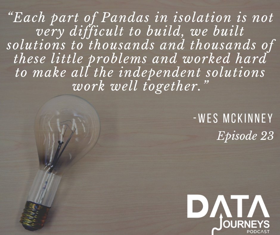 datajourneys's tweet photo. Listen to the rest of the episode at https://t.co/umGct2Esde
#datajourneys #datascience #Pandas #WesMcKinney https://t.co/OX5sf1S5mY